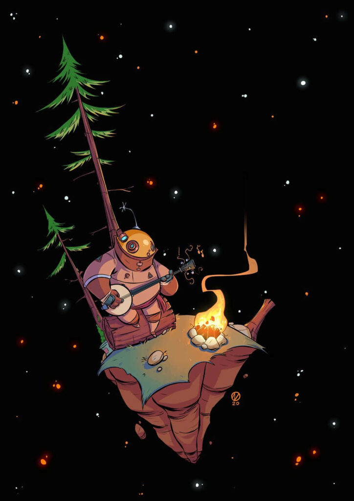 Cozy Riebeck Fan Art Wallpaper from Outer Wilds - Starry Adventure