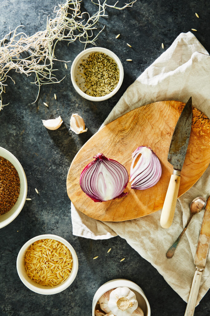 Rustic Kitchen Wallpaper: Cozy Cooking with Red Onion & Spices