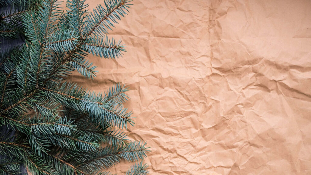 Cozy Rustic Evergreen Wallpaper for a Festive Christmas Background