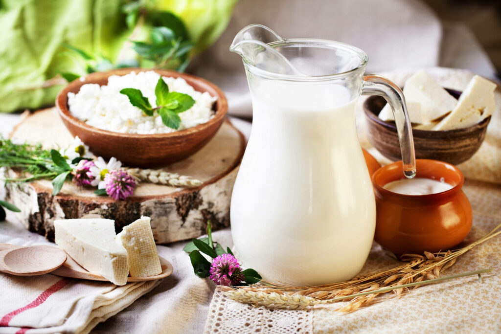 Cozy Rustic Milk Table Setting: Still-Life Wallpaper Background