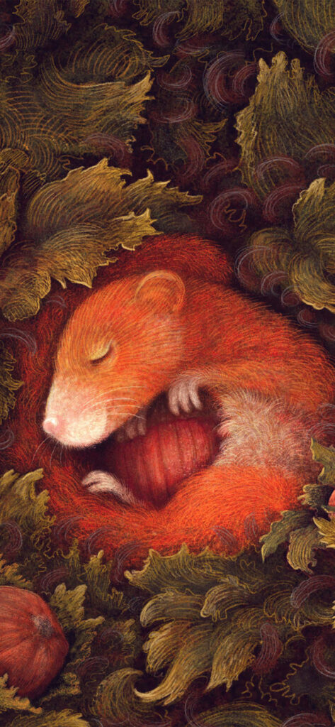 Cozy Mouse in Autumn Leaves: Adorable Nature Wallpaper for iPhone