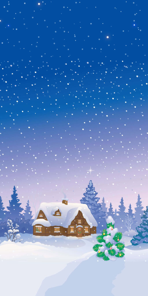 Cozy Snow-Covered Cabin iPhone Wallpaper: Winter Wonderland Magic
