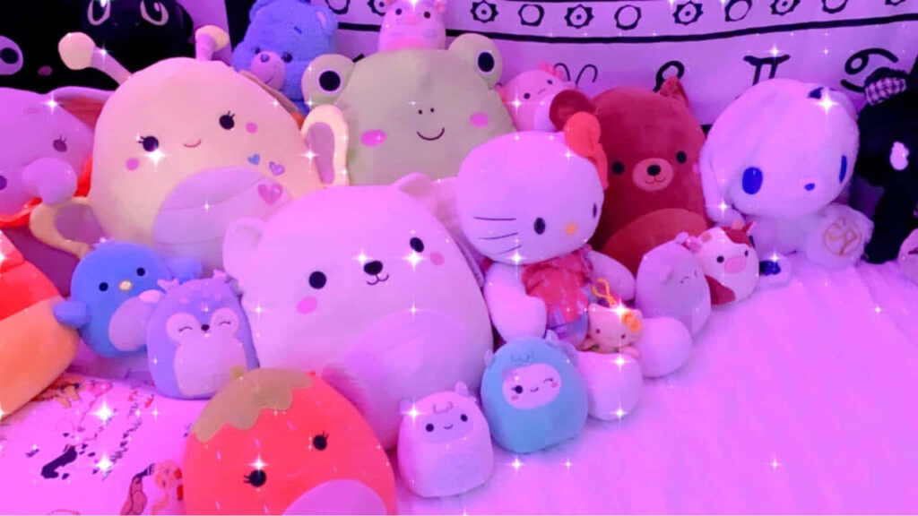Charming Squishmallows & Hello Kitty Wallpaper with Cozy Background