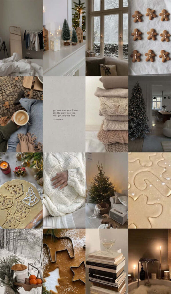 Cozy Winter Collage Wallpaper for Festive Indoor Comfort