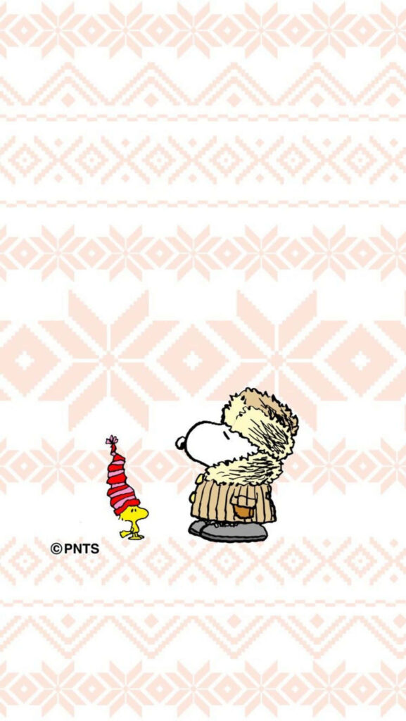 Cozy Winter Wallpaper: Character in Thick Clothes & Festive Bird