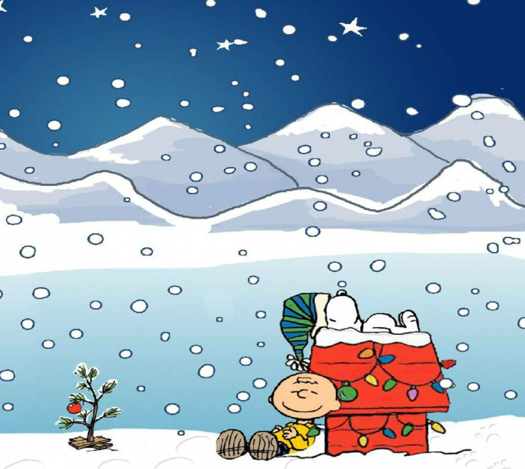 Cozy Winter Scene Wallpaper: Snoopy's Festive Holiday Bliss