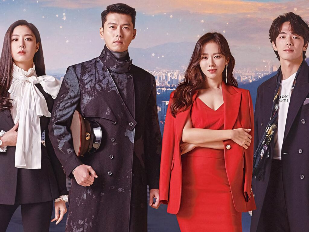 Crash Landing On You cast Yoon Se-ri Ri Jeong-hyeok stylish cityscape wallpaper background