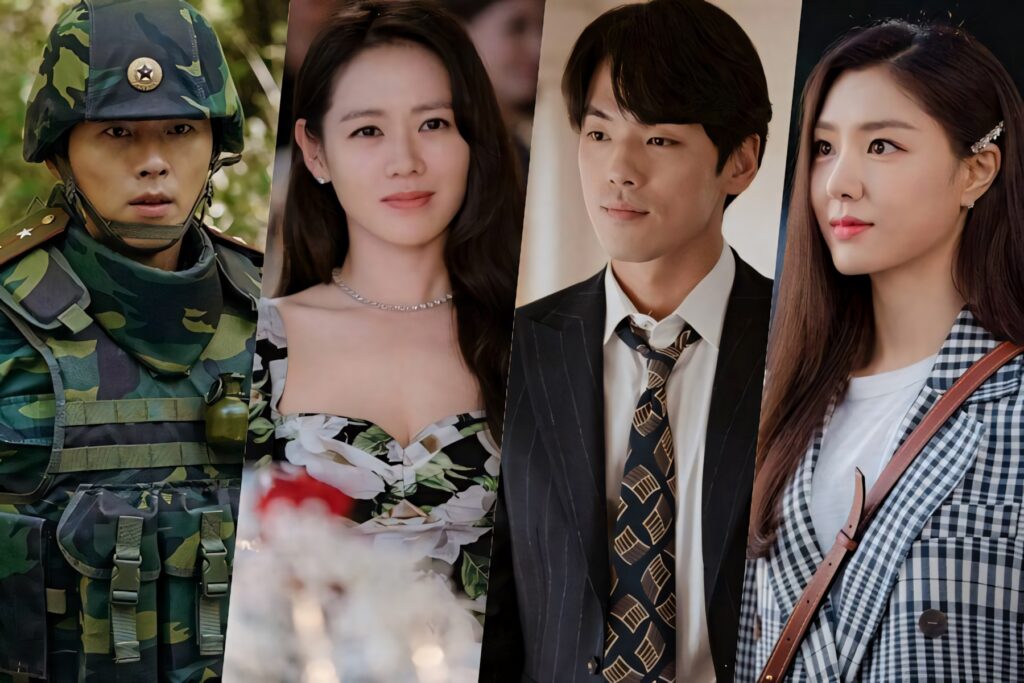 Crash Landing On You wallpaper with Yoon Se-ri Ri Jeong-hyeok Seo Ji-hye Kim Jung-hyun vibrant drama background