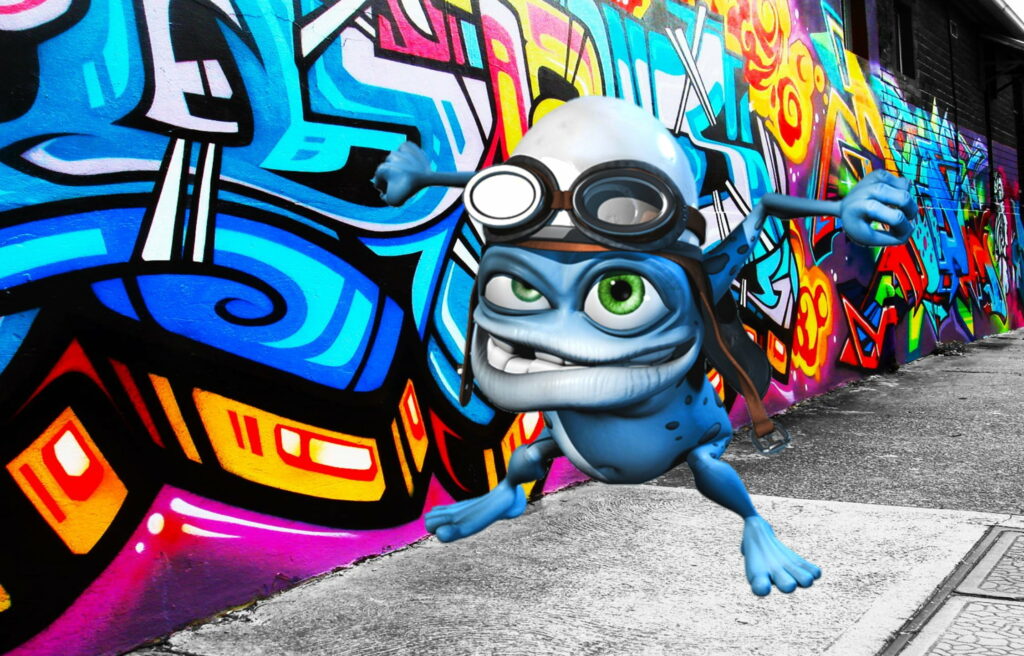 Funky Amphibian Bouncing Through the Urban Jungle: High-Def Wallpaper Snapshot