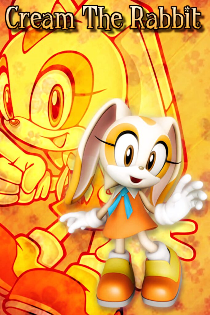 Cream The Rabbit cheerful pose vibrant orange yellow wallpaper dynamic 3D character design