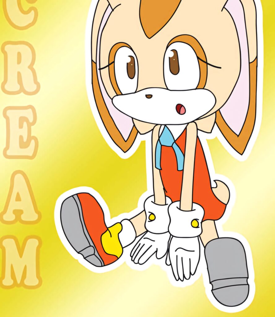 Cream the Rabbit cheerful cartoon character in orange dress on warm sunny yellow gradient background Wallpaper
