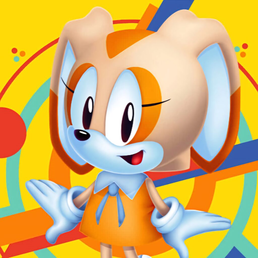 Cream the Rabbit outdoors smiling colorful yellow geometric background cartoon wallpaper