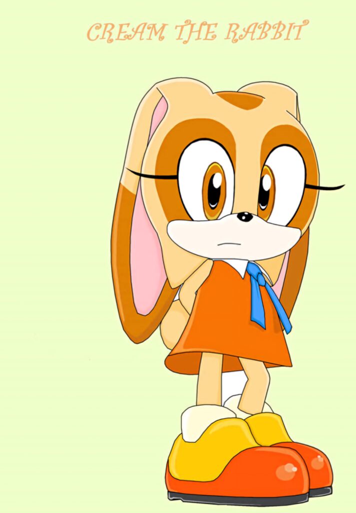 Cream the Rabbit in orange dress and blue ribbon on pastel background Sonic wallpaper