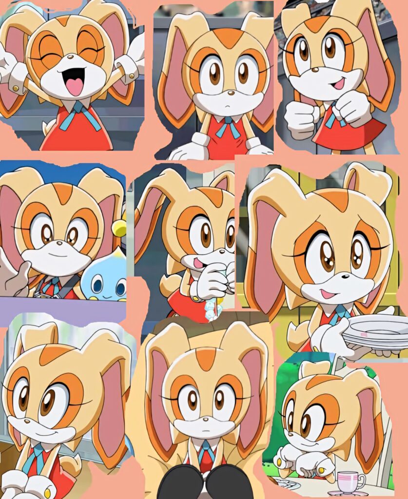 Cream the Rabbit anime wallpaper collage vibrant pastel background Sonic the Hedgehog character design