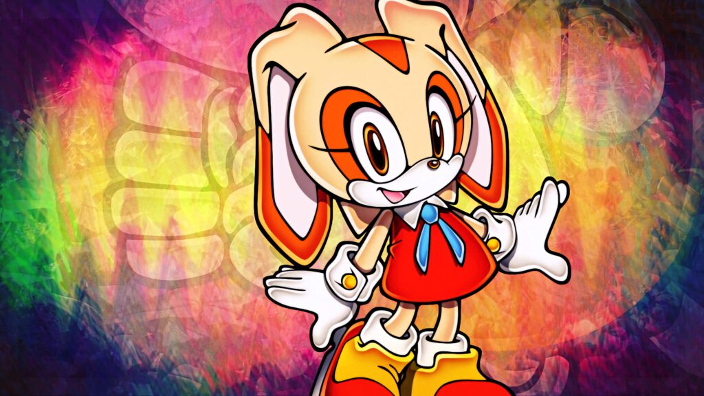 Cream the Rabbit and Cheese the Chao cheerful pose vibrant pastel abstract wallpaper background