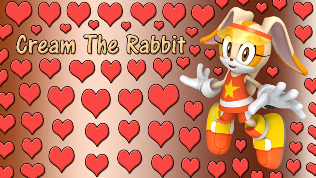 Cream the Rabbit and Cheese the Chao in vibrant Sonic wallpaper with soft colors and hearts