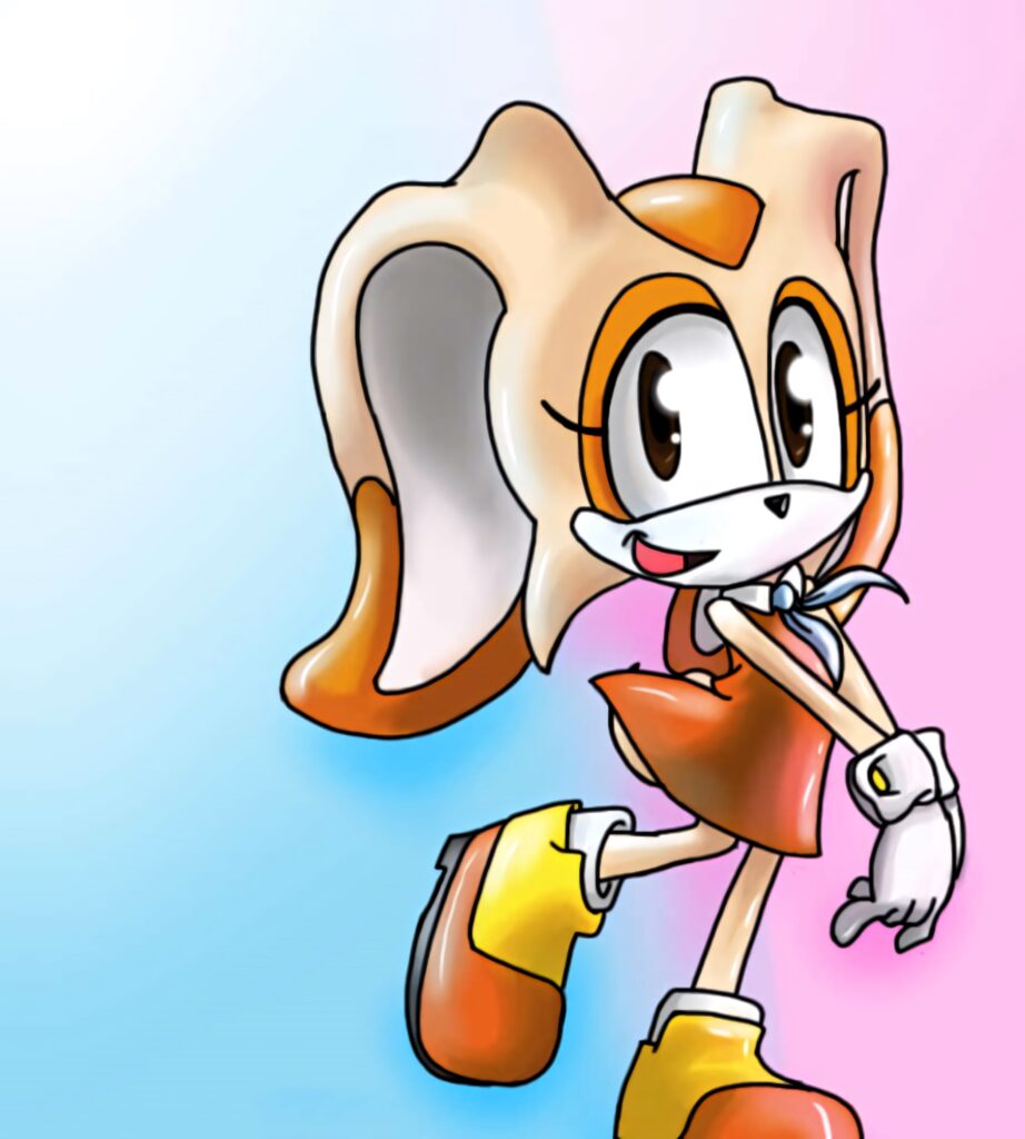 Cream the Rabbit and Cheese the Chao cheerful pose pastel background cartoon style wallpaper