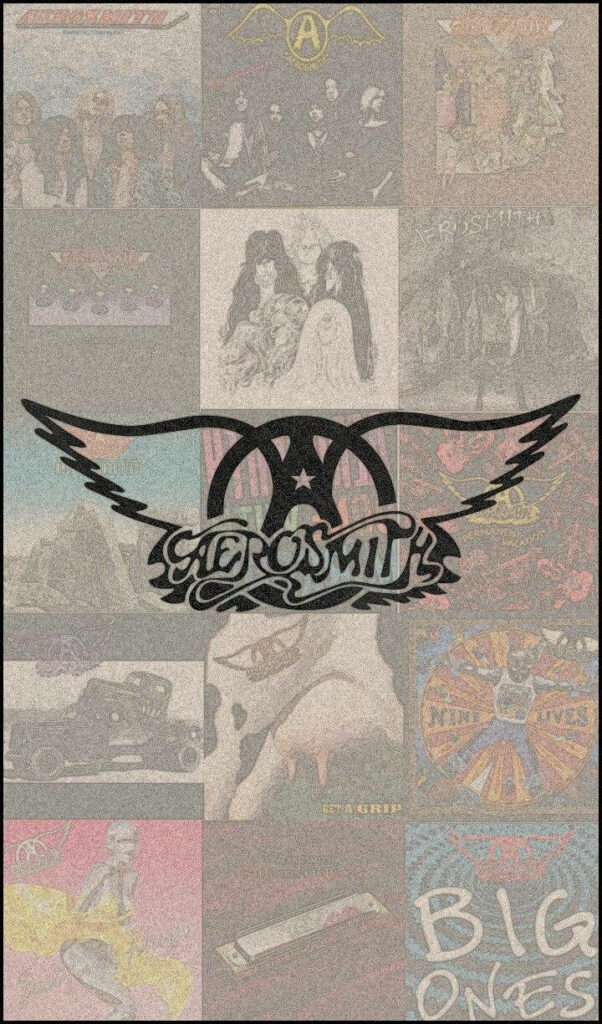 Stunning Aerosmith Fan Art Wallpaper with Iconic Logo & Album Collage