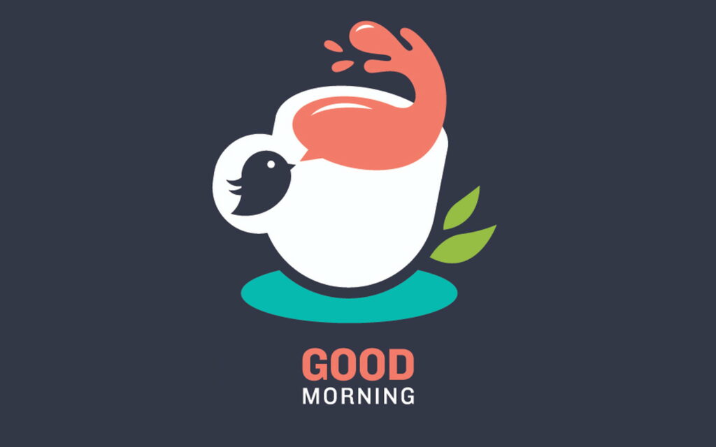 Creative Cuppa: Minimalistic Good Morning Bliss in 4K Gray Wallpaper