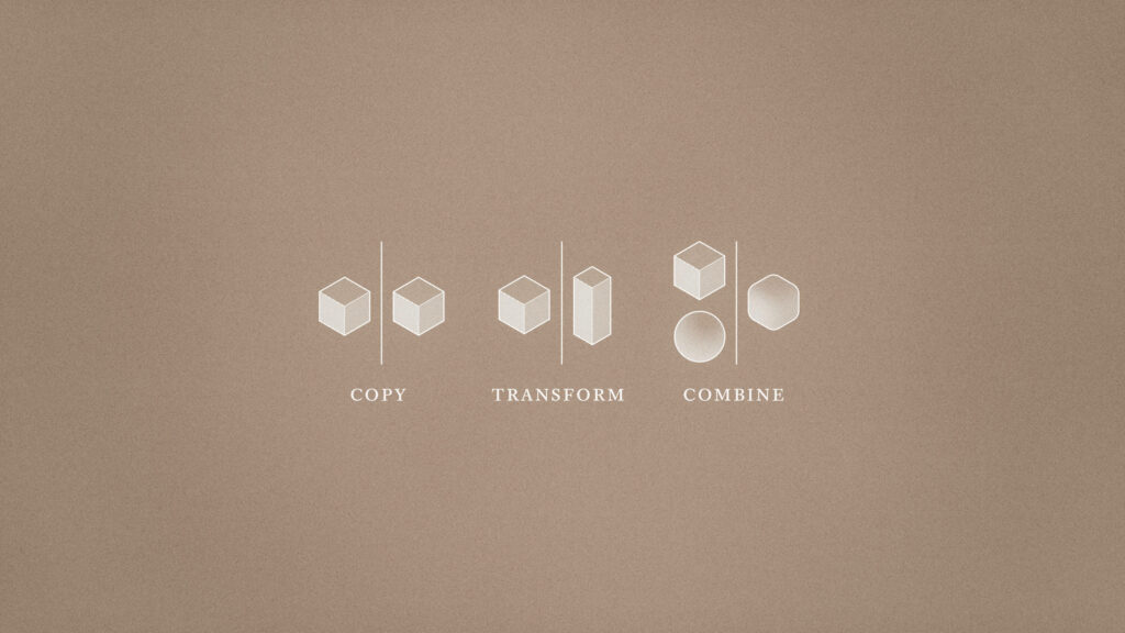 Creative Toolkit: Elegant Light Brown Wallpaper Featuring Intriguing Geometric Shapes and Inspirational Keywords