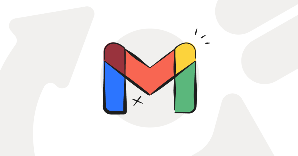 Creative Gmail wallpaper with colorful hand-drawn M logo on light grey modern background