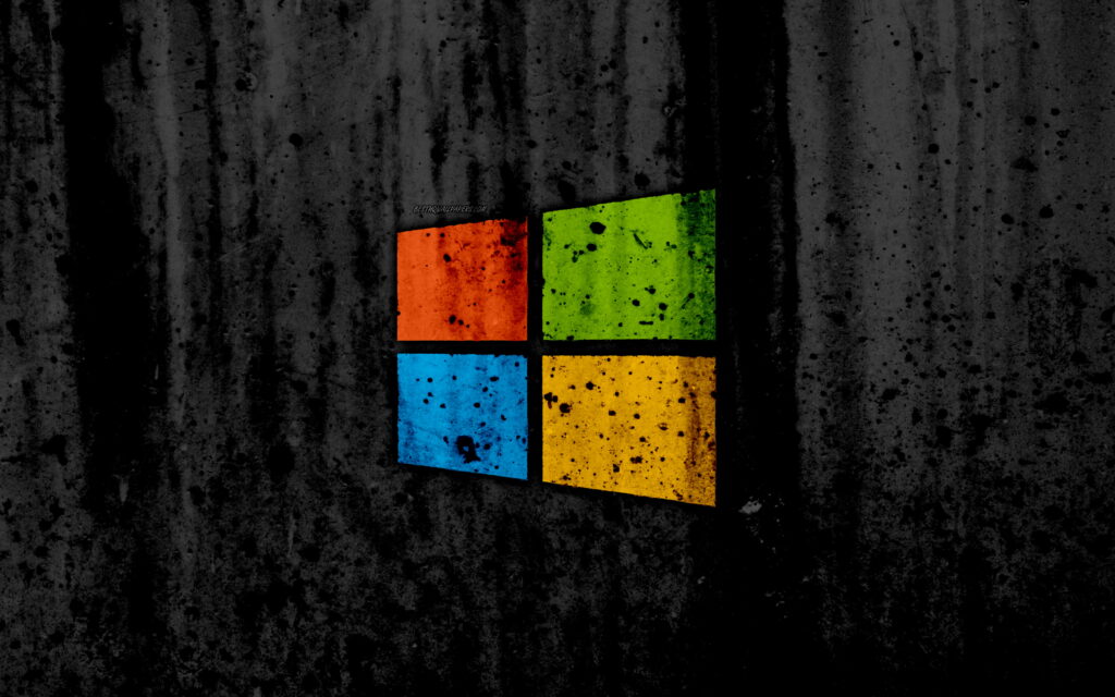 Windows 8 logo grunge concrete background vibrant red green blue yellow distressed panes wallpaper