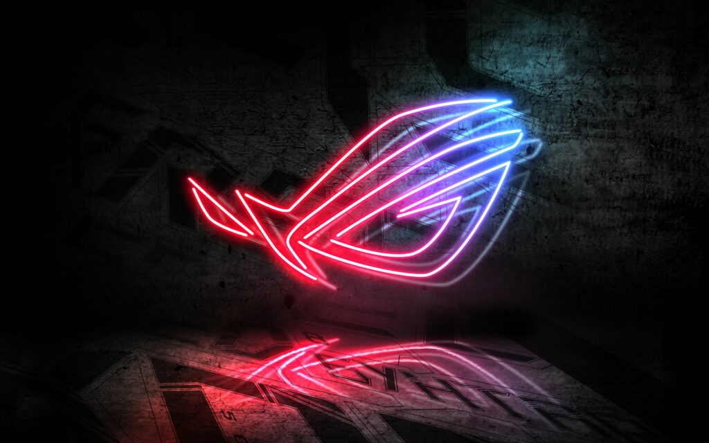 Glowing Gaming Vibes: The ASUS Republic of Gamers Logo Shines Bright in a Creative Neon HD Wallpaper