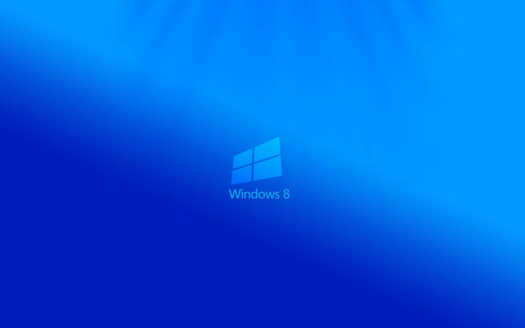 Windows 8 logo on vibrant blue gradient background minimalist tech wallpaper for desktop display