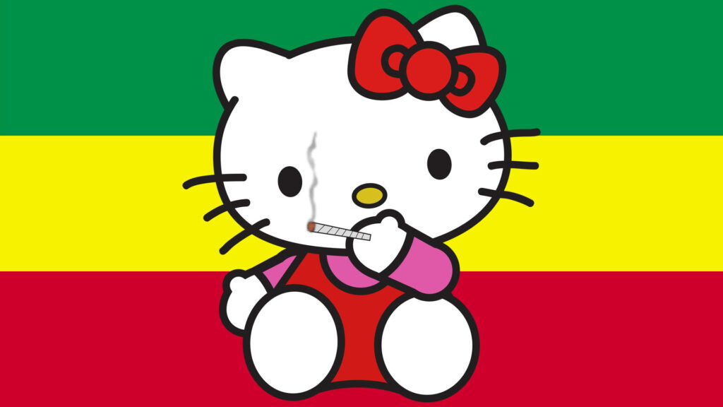 Creative Hello Kitty Wallpaper with Rasta-Inspired Colors