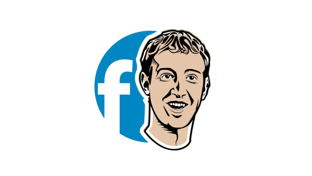 Creative Mark Zuckerberg Caricature Wallpaper with Facebook Logo