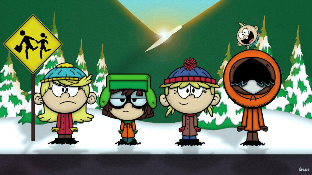 Snowy Mountain Wallpaper: South Park Characters in Unique Cartoon Art