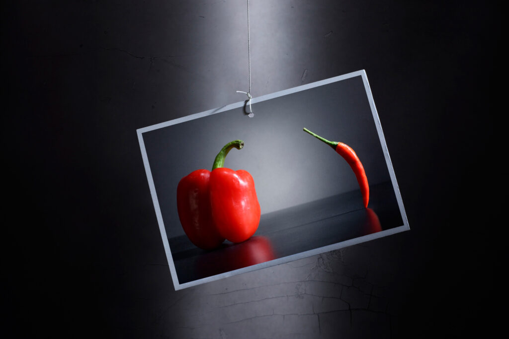 Red Paprika vs. Red Chili: Creative Wallpaper Background Contrast