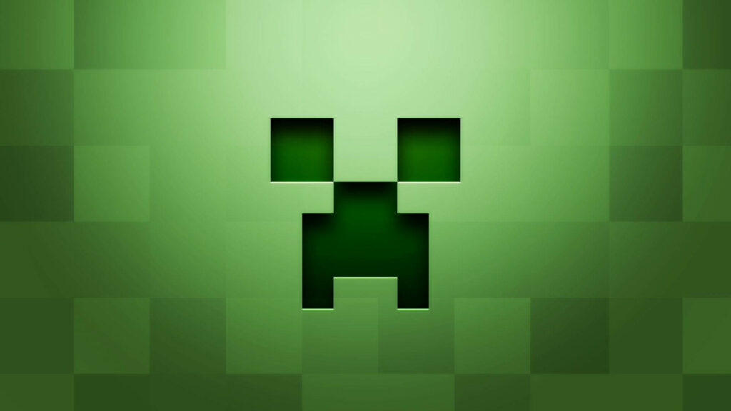 Minimalist Minecraft Creeper face wallpaper dark green pixelated background gaming desktop