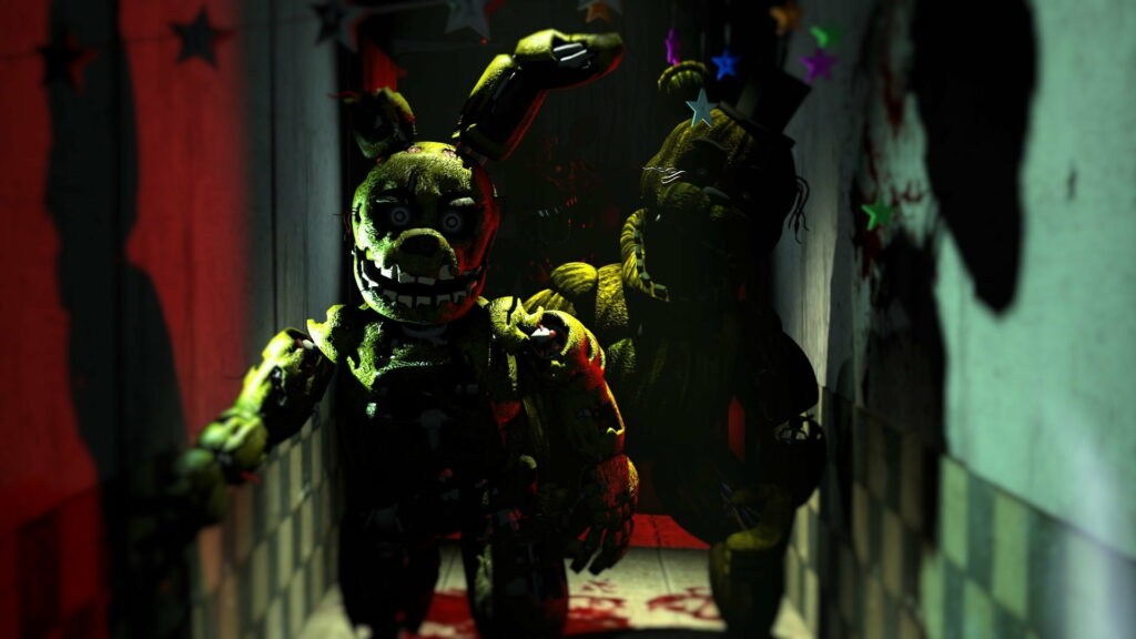 Frightening Encounter of Springtrap: An HD Wallpaper from Five Nights At Freddy's 3
