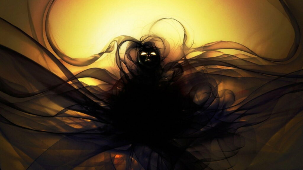Eerie Specter: Haunting HD Wallpaper with a Creepy Ghost wearing a Scary Black Mask