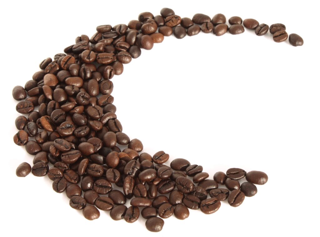 Minimalist Crescent Moon Coffee Bean Wallpaper Background