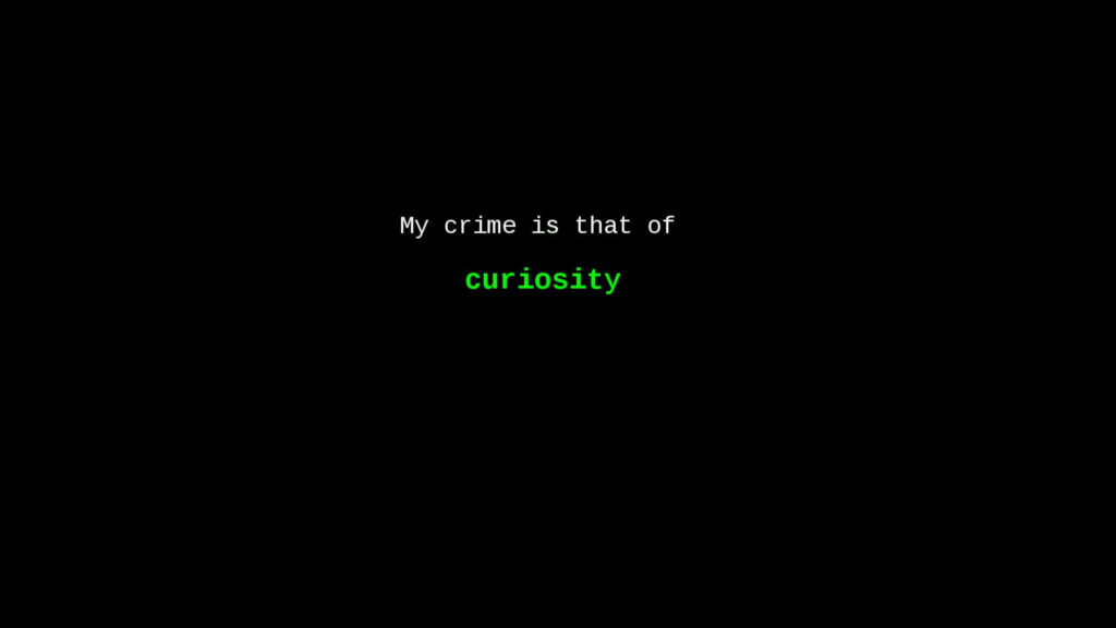 Unleashing the Digital Enigma: Crime is Simply My Curiosity - A Minimalist Hacker's Canvas Wallpaper