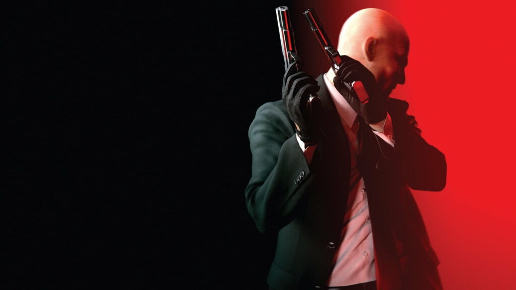 Red-Hued Assassin: Captivating Hitman Absolution Digital Wallpaper