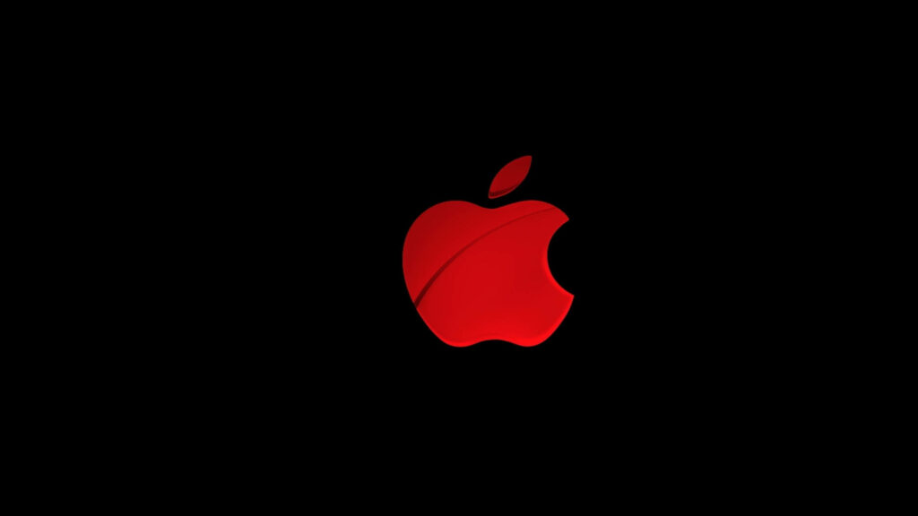 Elegance in Simplicity: Captivating Apple 4k Ultra Hd Wallpaper Showcasing the Red Logo on a Stylish, Black-Toned Minimalist Background