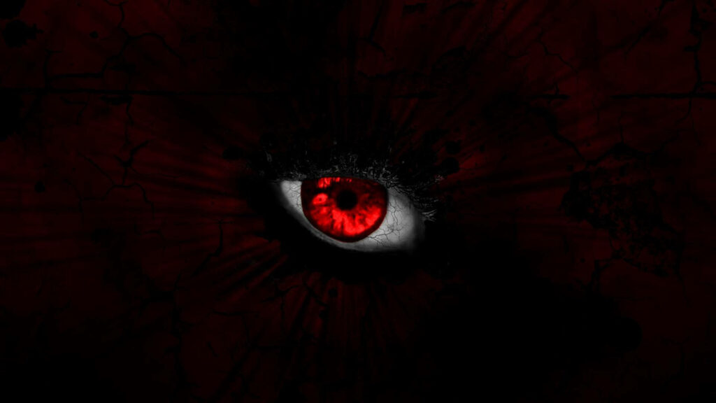 Sinister Gaze: Eerie Devil's Eye Pierces the Shadows Wallpaper