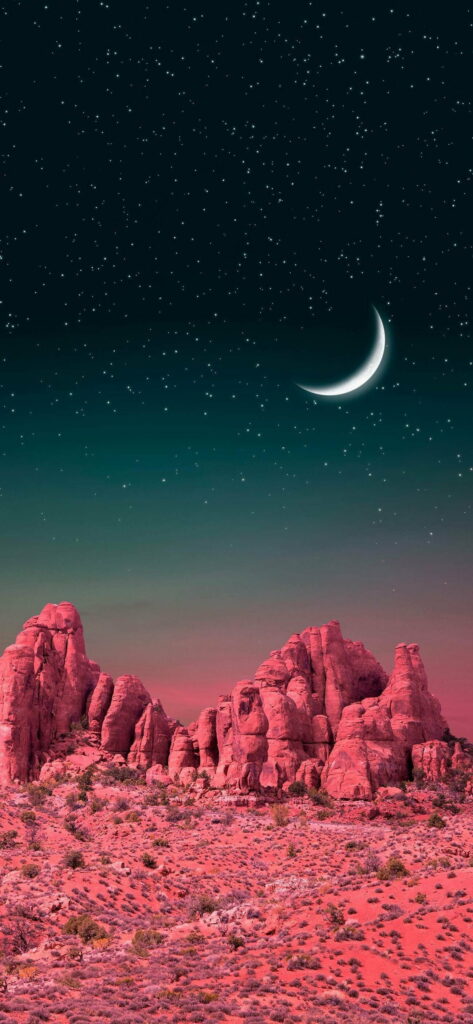 Night's Lunar Glow: Majestic HD Desert Moonlight Wallpaper