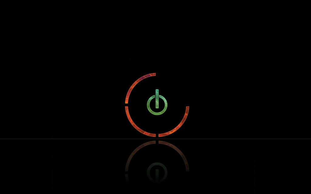 Reflective Fragmentation: Start Button Encased in Shattered Crimson Circle against Inky Abyss Wallpaper