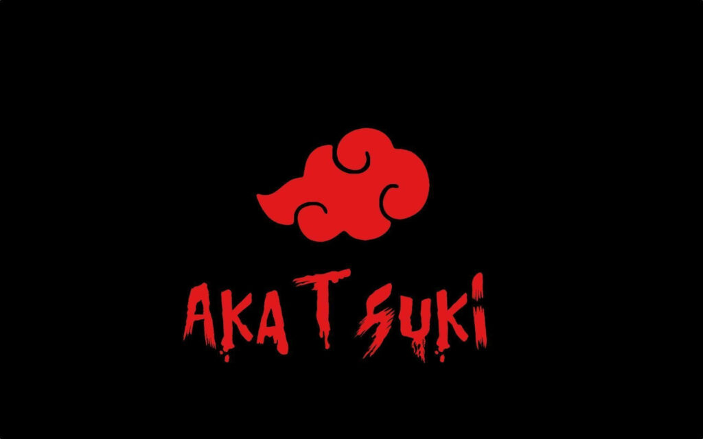Vibrant Red Akatsuki Cloud Word Art Soars High in Mesmerizing Digital Artwork on Dark Backdrop Wallpaper