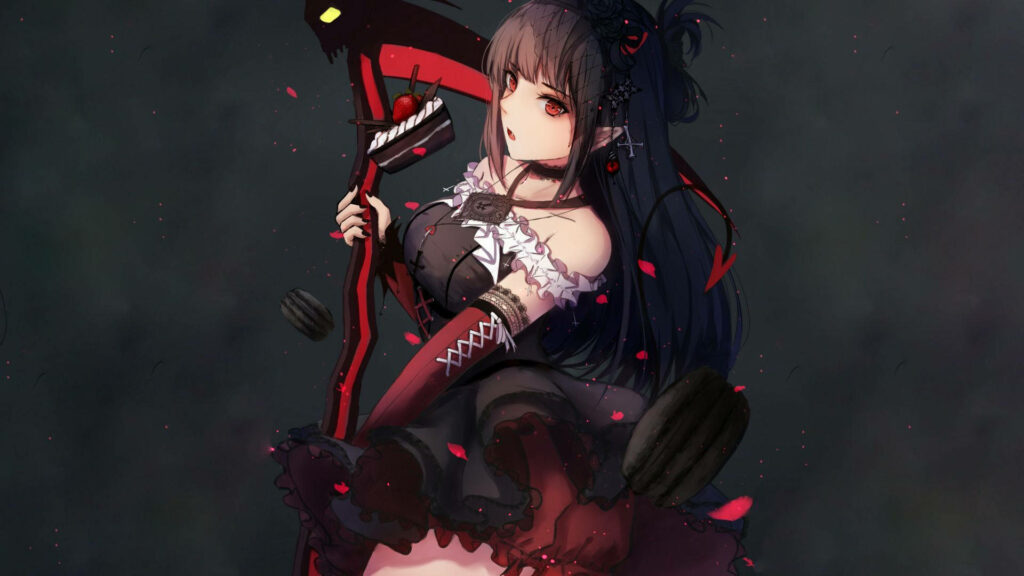 The Fiery Temptress: Red Hot Devil Maid Anime Wallpaper