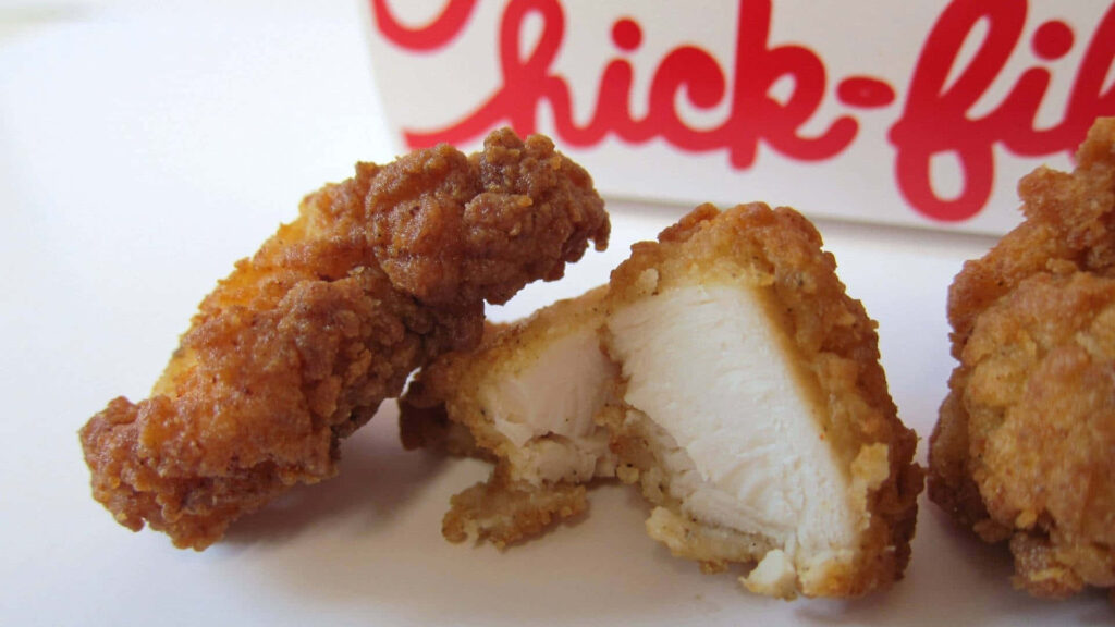 Crispy Golden Chicken Nuggets: Tender Inside with Branded Bag Wallpaper