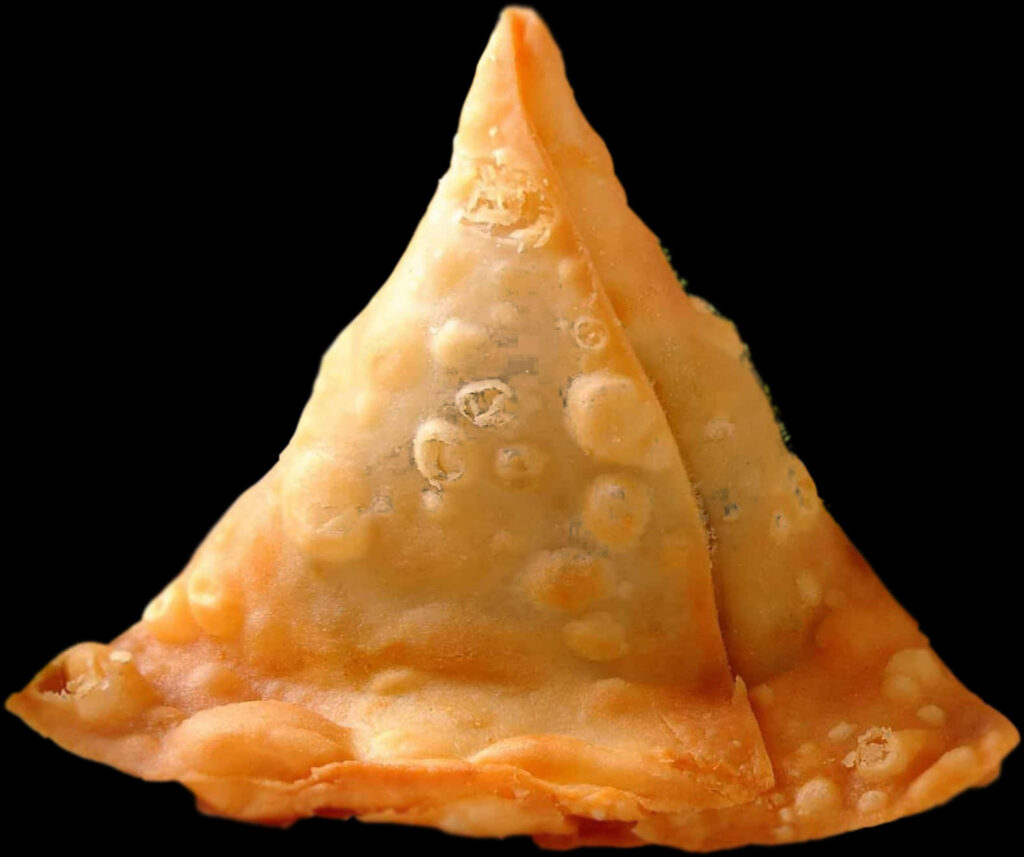 Crispy Golden Fried Samosa Wallpaper: Texture & Delight on Black