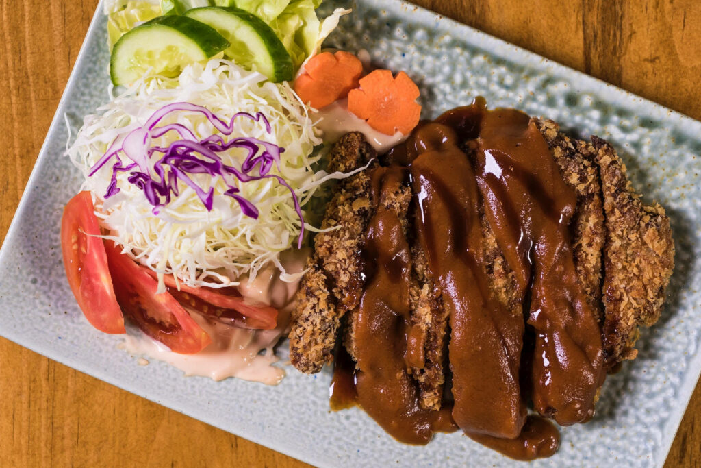 Tonkatsu Delight: Crispy Pork Cutlet with Fresh Veggies - Wallpaper