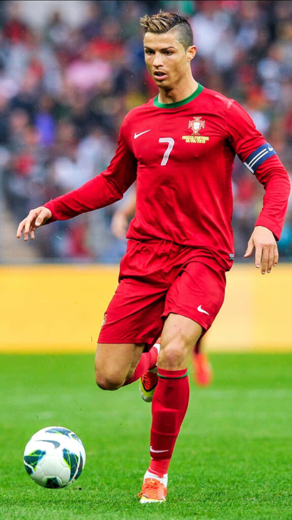 Cristiano Ronaldo Action Wallpaper - Iconic Portuguese Jersey