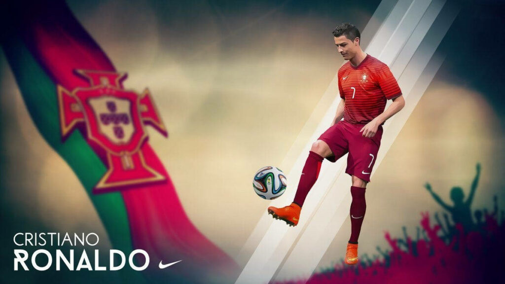 Dynamic Cristiano Ronaldo Wallpaper – Portugal Team Action Background