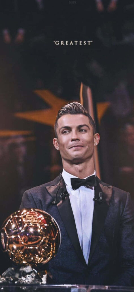 Cristiano Ronaldo: The Greatest - Elegant Wallpaper with Ballon d'Or